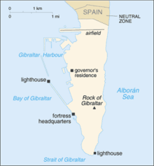 Old map of the Gibraltar peninsula