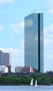 The John Hancock Tower with the Charles River in the foreground