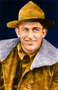 Head-and-shoulders photo of Lt. Josh Cody, white man in his mid-20s, shown in the World War I-era field uniform of the U.S. Army.