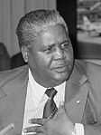 A black-and-white photograph of Joshua Nkomo