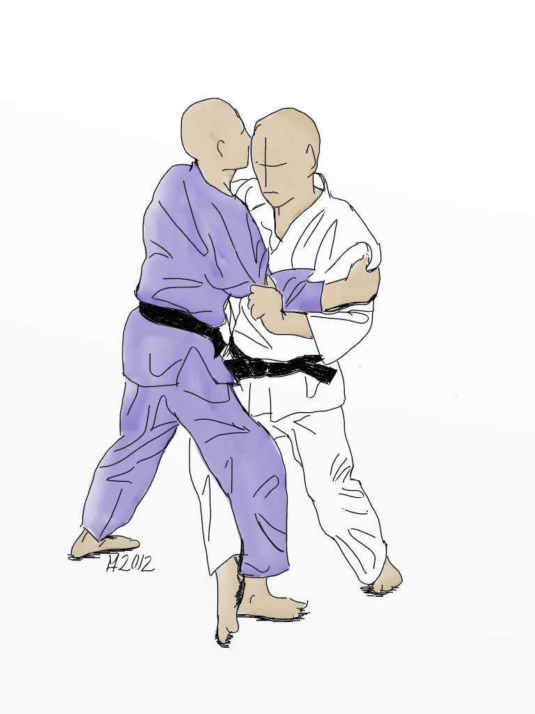 Illustration of Ko-uchi-gari Judo throw