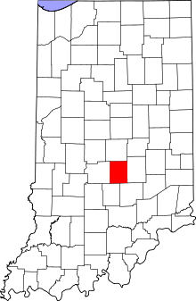 Map of Indiana highlighting Johnson County