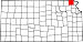 Map of Kansas highlighting Brown County