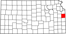 Map of Kansas highlighting Miami County