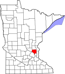 State map highlighting Anoka County