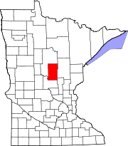 State map highlighting Crow Wing County