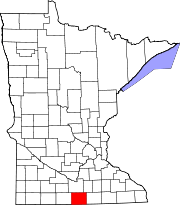 State map highlighting Faribault County