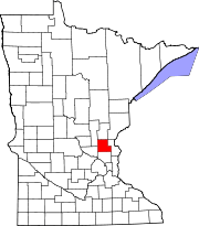 State map highlighting Isanti County