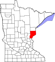 State map highlighting Pine County