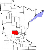 State map highlighting Stearns County