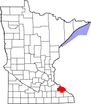 State map highlighting Wabasha County