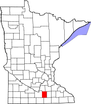 State map highlighting Waseca County