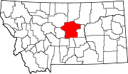 State map highlighting Fergus County