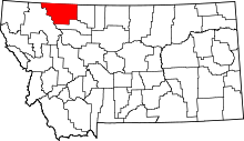 State map highlighting Glacier County