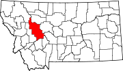 State map highlighting Lewis and Clark County