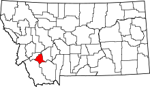 State map highlighting Silver Bow County