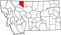 State map highlighting Toole County