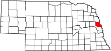 Map of Nebraska highlighting Washington County