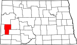 State map highlighting Billings County