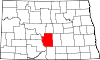 State map highlighting Burleigh County