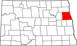 State map highlighting Grand Forks County