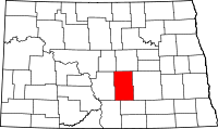 State map highlighting Kidder County