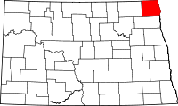 State map highlighting Pembina County