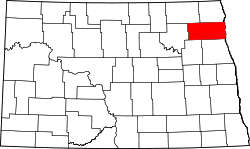 State map highlighting Walsh County