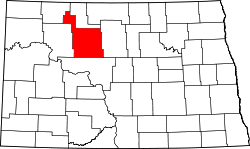 State map highlighting Ward County