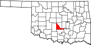 Map of Oklahoma highlighting McClain County