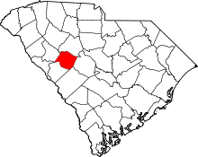 Map of South Carolina highlighting Saluda County