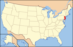 Map of the United States highlighting New Jersey