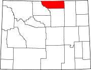 Map of Wyoming highlighting Sheridan County