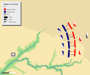 day-1 battle map, showing limited attacks of Byzantine army.