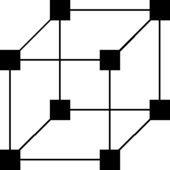 8 speakers spaced on the vertices of a cube