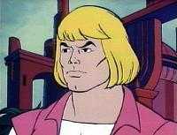 Head and shoulders of Prince Adam: a strong-looking, light-skinned man with long blond hair