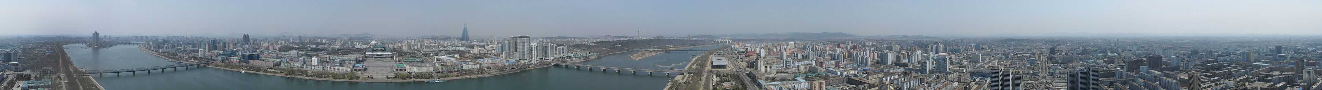 A panoramic view of Pyongyang from atop the Juche tower