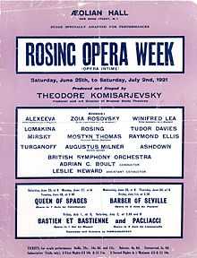 Rosing Opera Week - June 1921