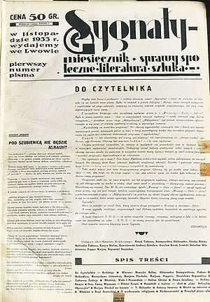 The front page of the first issue of Sygnały magazine, November 1933.