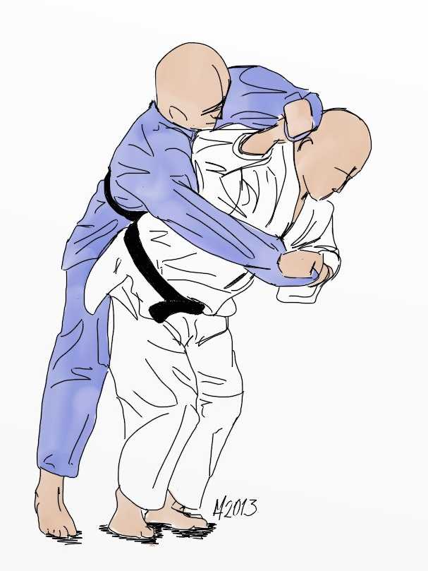 Illustration of the judo throw sode-tsuri-komi-goshi.