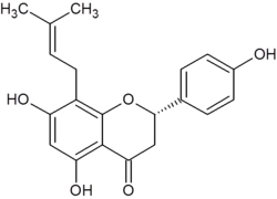 Chemical structure of 8-prenylnaringenin.