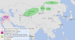 The distribution of the Syriac language in the Middle East and Asia