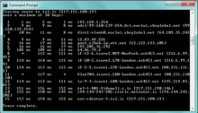 Tracert Record from Eau Claire, Wisconsin ISP to Tal.net showing route through Vodaphone's servers.