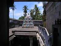 A shrine in the second precinct of the temple as seen from the hillock