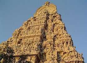 The temple tower at a Kanchi temple