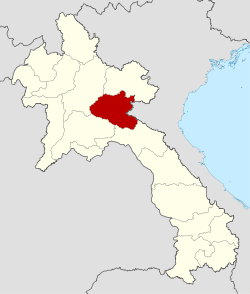 Map showing location of Xiangkhouang Province in Laos