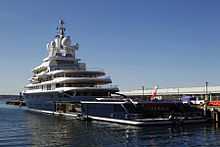 The world's largest expedition yacht, Luna, is seen docked in San Diego.