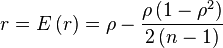 r=E\left(r\right)=\rho -{\frac  {\rho \left(1-\rho ^{2}\right)}{2\left(n-1\right)}}