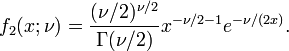 f_{2}(x;\nu )={\frac  {(\nu /2)^{{\nu /2}}}{\Gamma (\nu /2)}}x^{{-\nu /2-1}}e^{{-\nu /(2x)}}.