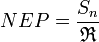 NEP={\frac  {S_{n}}{{\mathfrak  {R}}}}